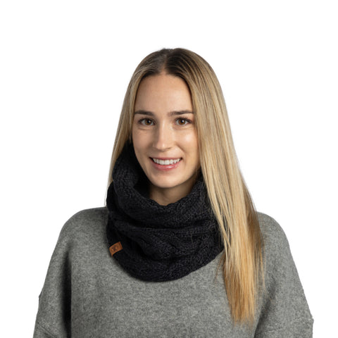 Knitted & Fleece Neckwarmer CARYN BLACK
