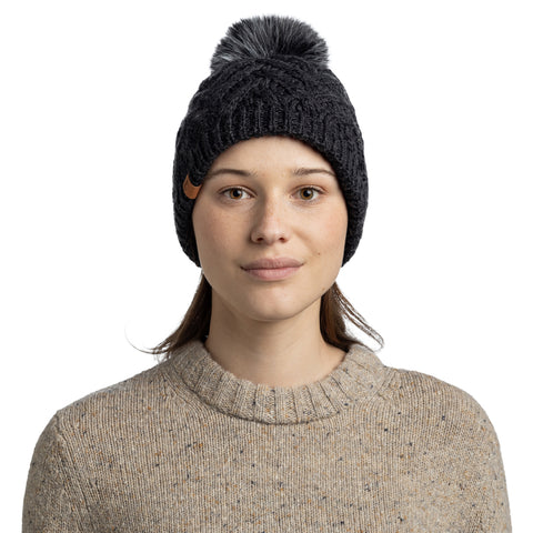 Knitted & Fleece Band Hat CARYN GRAPHITE
