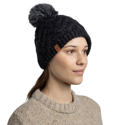 Knitted & Fleece Band Hat CARYN GRAPHITE